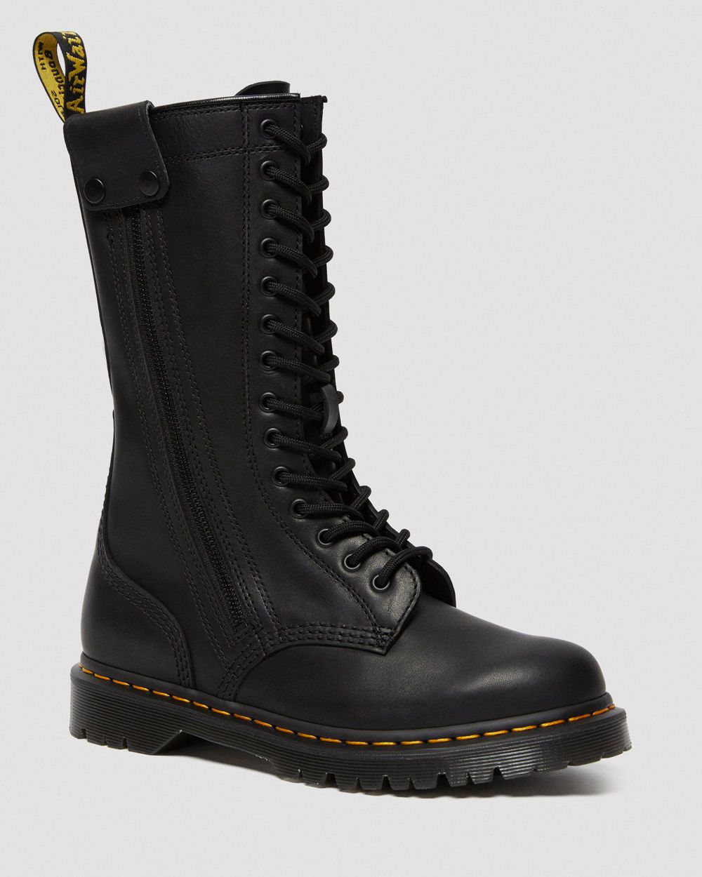 Dr Martens Hanley Kožené Tall Moto Topánky Damske ( Čierne ) SK 597-FOPMYL